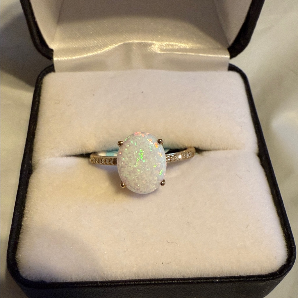 Elegant White Opal Ring